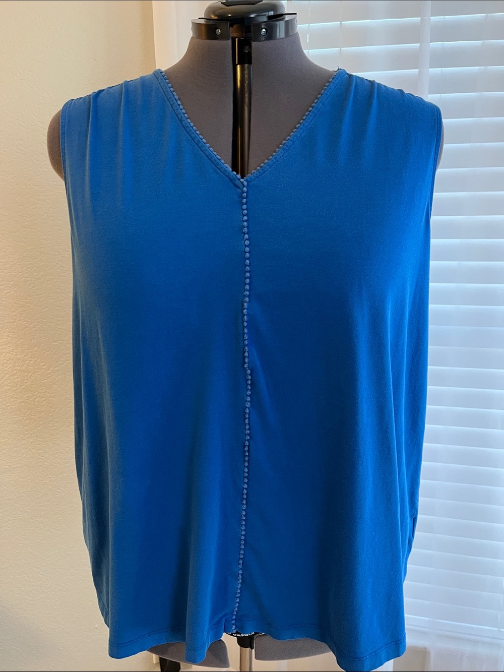 Lands' End Royal Blue Pom Trim V-Neck Tank 3x 24 26